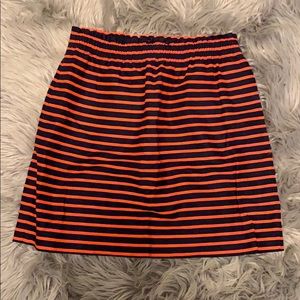 J.Crew navy and orange elastic waist skirt